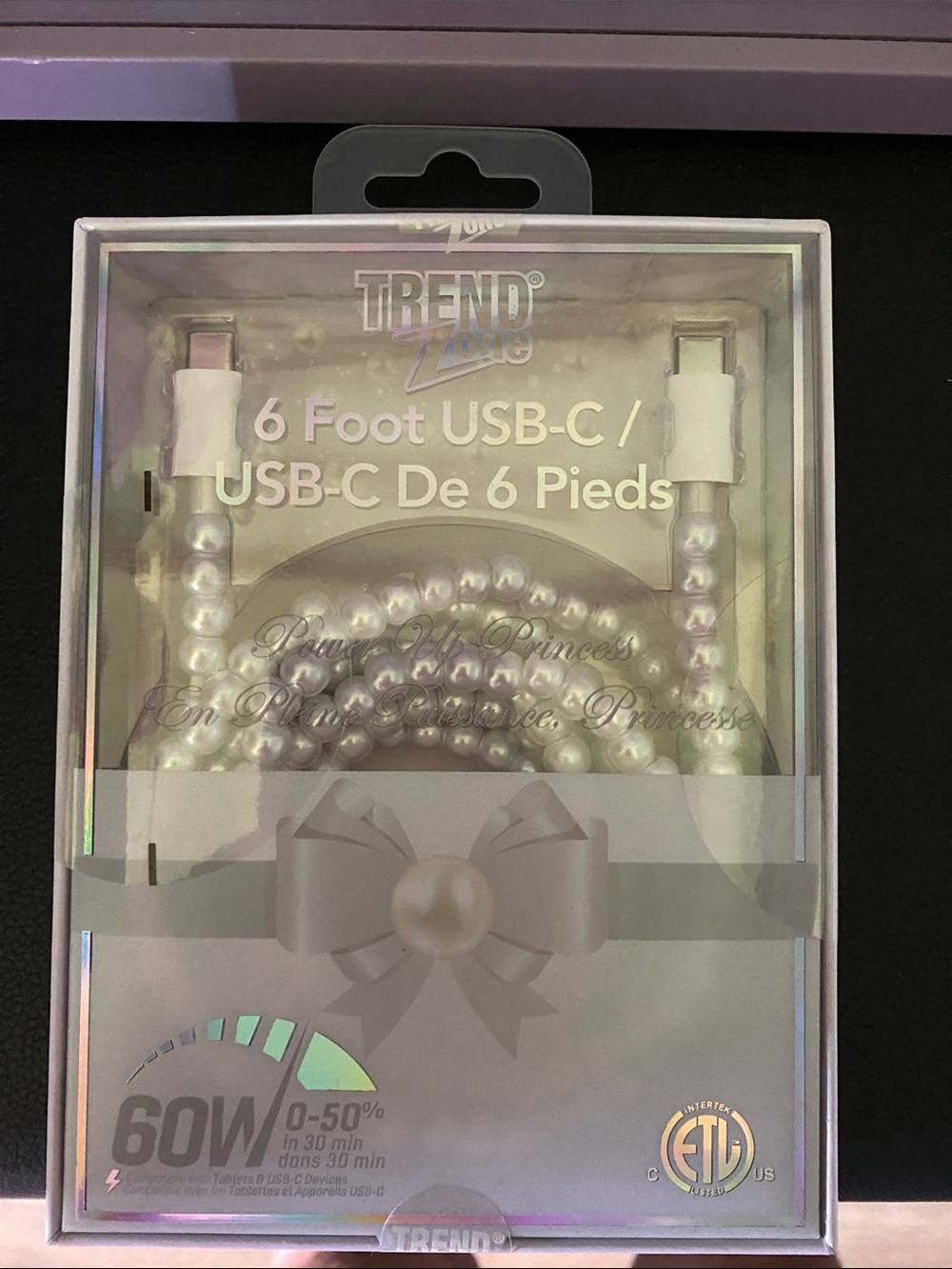NIB Trend Zone 6 Foot USB-C with Pearl Accent🖤🖤